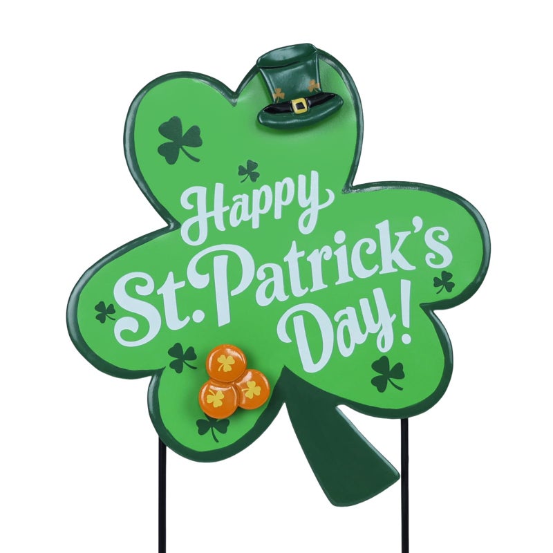 hogardeck St Patricks Day Decorations Outdoor, Shamrock Decorative Garden Stakes for St Patricks Day Decor, Happy St. Patrick's Day Yard Sign Clover Saint Patricks Day Decorations for Home Porch Lawn - Image 1