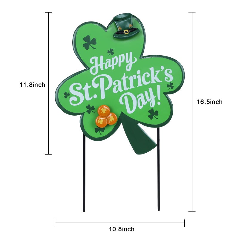 hogardeck St Patricks Day Decorations Outdoor, Shamrock Decorative Garden Stakes for St Patricks Day Decor, Happy St. Patrick's Day Yard Sign Clover Saint Patricks Day Decorations for Home Porch Lawn - Image 3