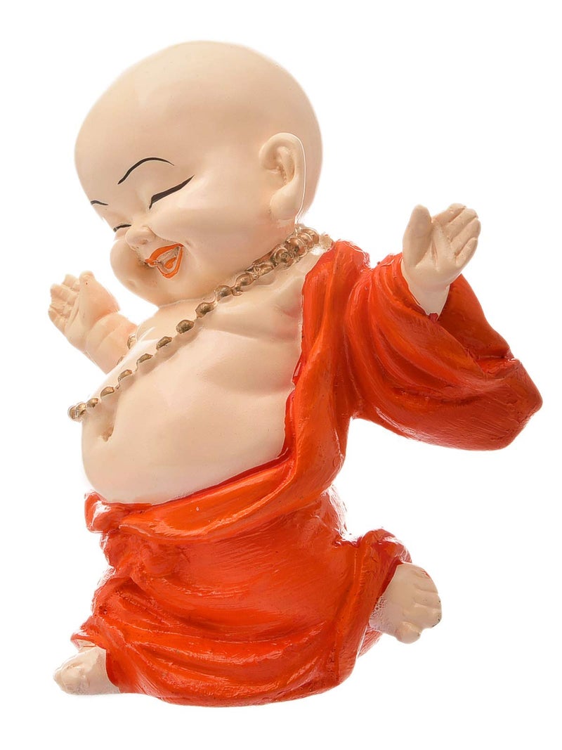 Karigaari India Handcrafted Resin Laughing Buddha Monk Idol Sculpture Showpiece Home Office Decor Feng Shui Wealth Success Prosperity Good Luck Potli Spiritual Gift Positive Energy Figurine - Image 5