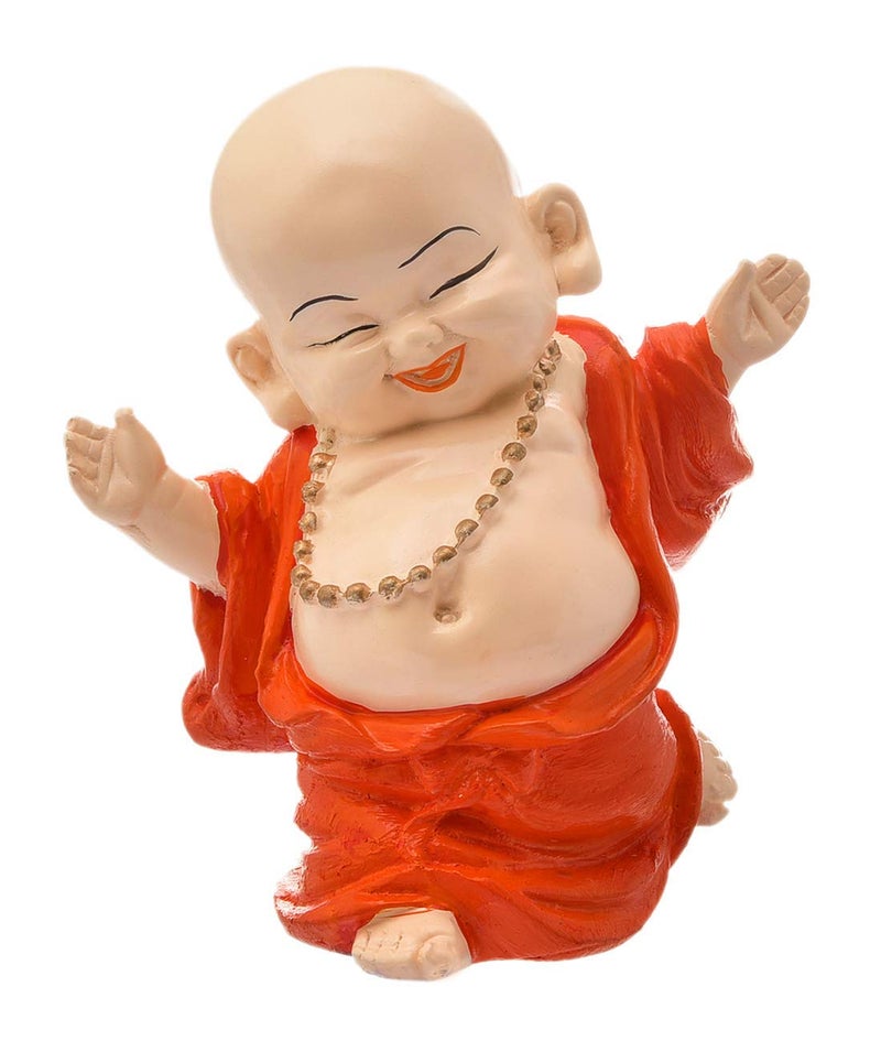 Karigaari India Handcrafted Resin Laughing Buddha Monk Idol Sculpture Showpiece Home Office Decor Feng Shui Wealth Success Prosperity Good Luck Potli Spiritual Gift Positive Energy Figurine - Image 3