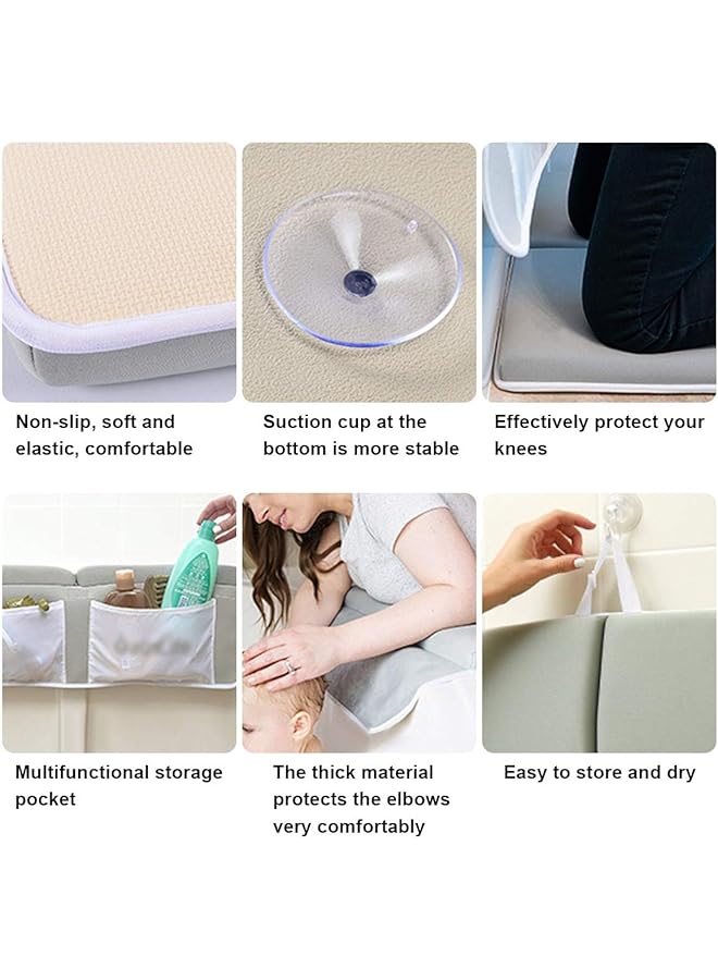 Excefore Baby Bath Kneeler And Elbow Rest Pad Set Foam Bath Kneeling Pad Neoprene Foam Bath Kneeling Pad For Bathing Baby With Bath Toy Storage For Tub Thick & Soft Quick Drying Non Slip - Image 3