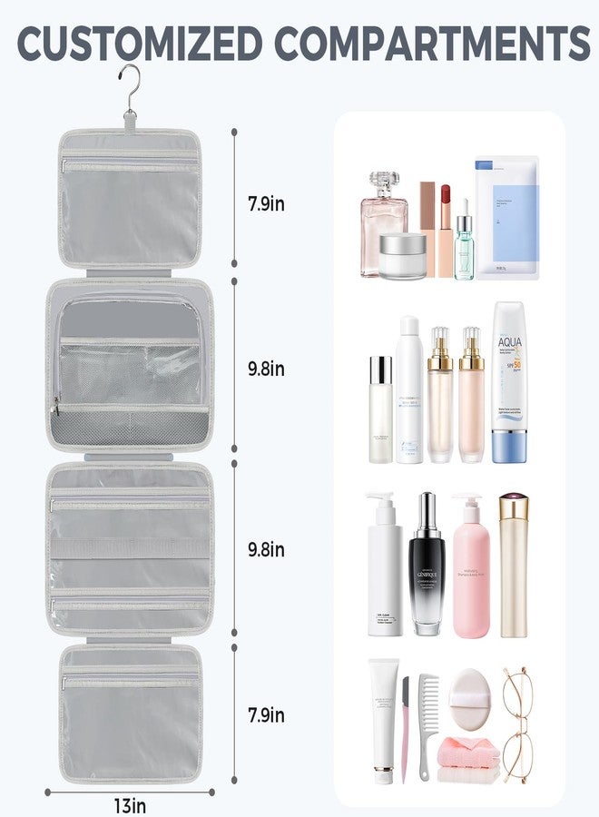 prezon Toiletry Bag for Women, Portable Hanging Organizer, 4 Leakproof Compartments for Full-Sized Conditioners, Brush Sets, Makeup Accessories, Visible and Easy to Access, L, blue - Image 2
