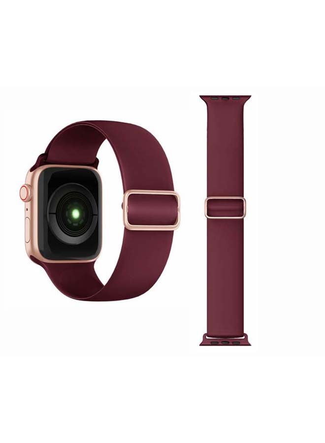 نيبمينينت سوار سولو لوب قابل للتعديل من السيليكون لساعة أبل سيريز 1/2/3/4/5/6/SE مقاس 40/38 مم أحمر برغندي - Image 2