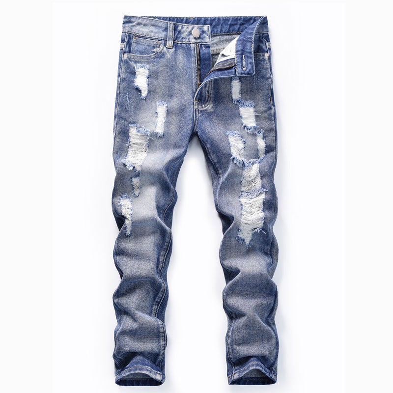 New Fashion Trendy Korean High Street Boys' Ripped Jeans Casual Long Pants For Older Children - Image 2