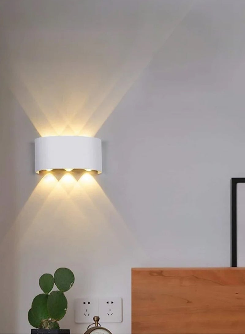 Modern LED Warm White Wall Light, 1100lm, IP65 Waterproof, White Up/Down Lighting 6*2W - Image 2