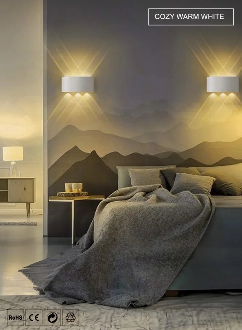 Modern LED Warm White Wall Light, 1100lm, IP65 Waterproof, White Up/Down Lighting 6*2W - Image 3