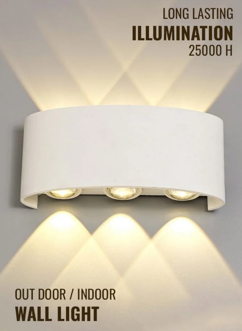 Modern LED Warm White Wall Light, 1100lm, IP65 Waterproof, White Up/Down Lighting 6*2W - Image 5