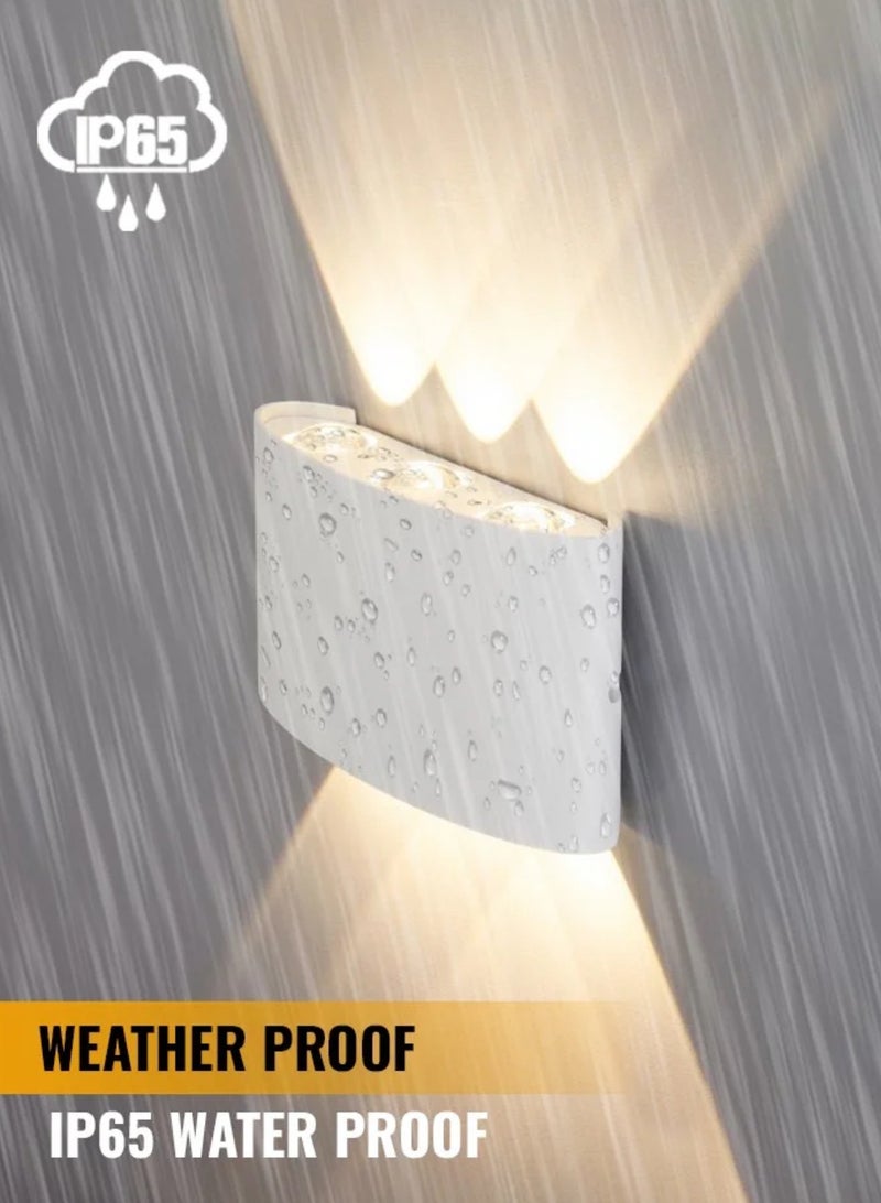 Modern LED Warm White Wall Light, 1100lm, IP65 Waterproof, White Up/Down Lighting 6*2W - Image 4