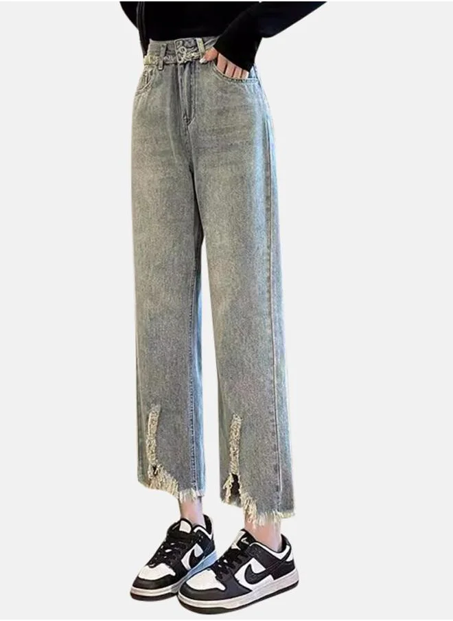 YUNIQEE Grey Straight Fit High-Rise Light Fade Jeans