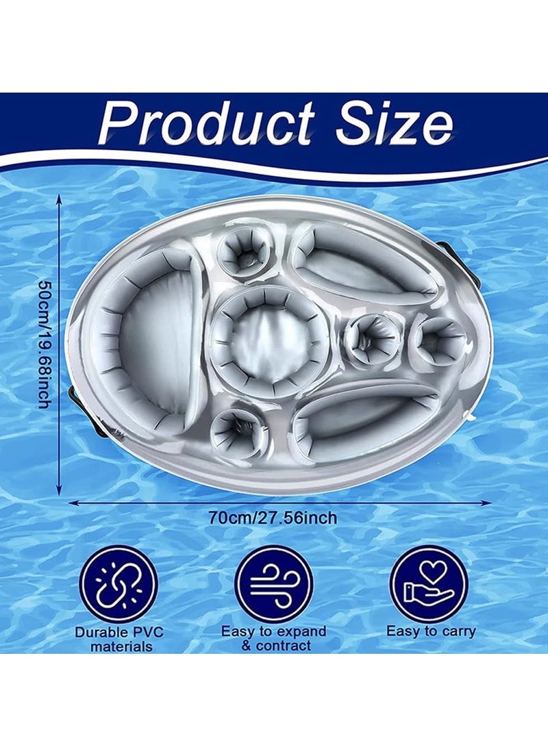 Floating Drink Holder for Pool Inflatable Drink Tray with 8 Holes Large Capacity Swimming Pool Cup Holders Swimming Pool Accessories Floating Cooler for Drinks Hot Tub Accessories  - Image 3