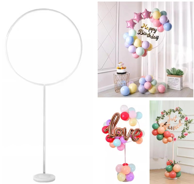 TOYXE Reusable Circle Balloon Arch Frame Kit Round Hoop Arch Stand White - Image 1