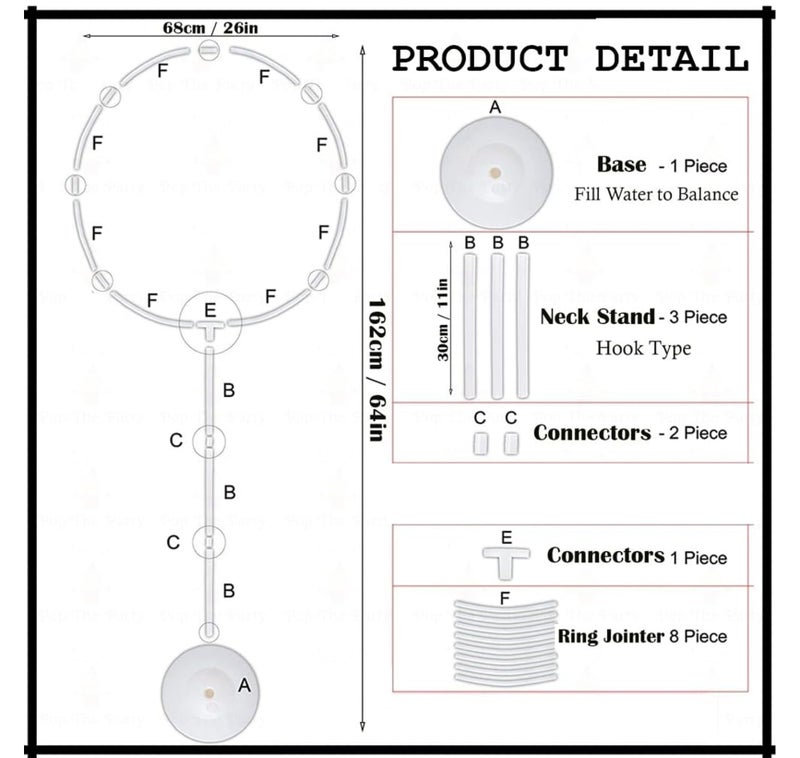 TOYXE Reusable Circle Balloon Arch Frame Kit Round Hoop Arch Stand White - Image 3