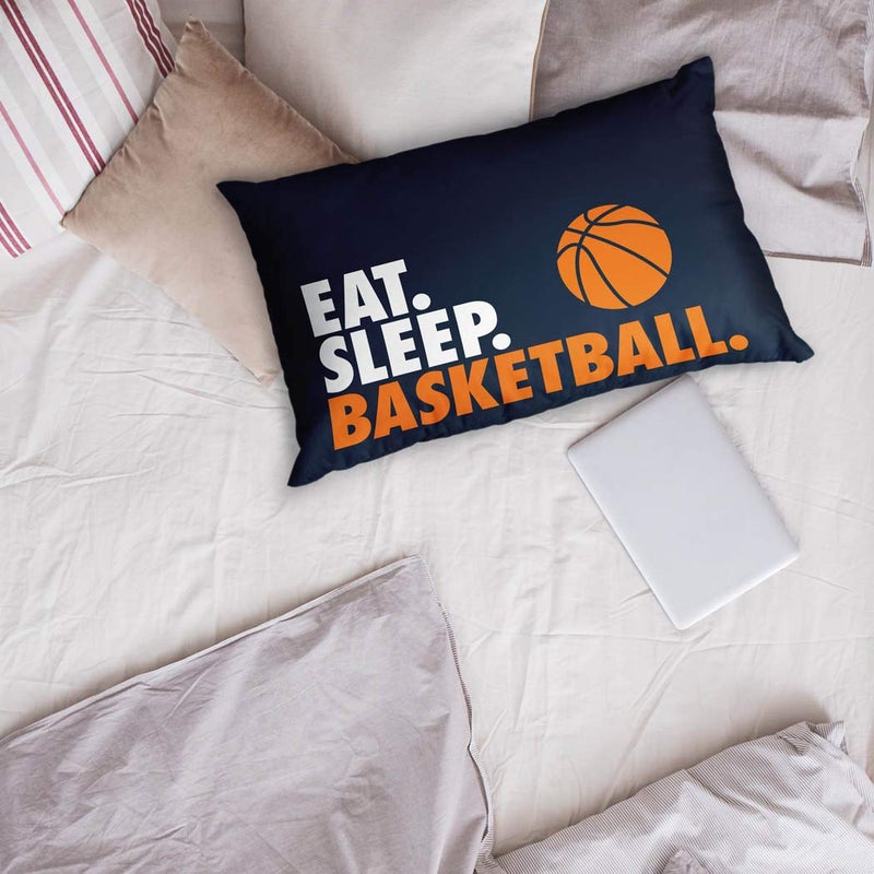 ChalkTalkSPORTS Eat Sleep Basketball Pillowcase | Home Decor | Navy - Image 3