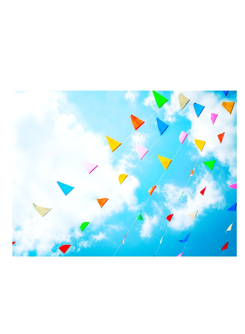 PARTY FUN لافتة ورقية ملونة على شكل مثلث معلقة للاحتفالات الداخلية والخارجية وأعياد الميلاد والزفاف والحديقة وديكورات المنزل ومستلزمات الحفلات متعددة الألوان - Image 2