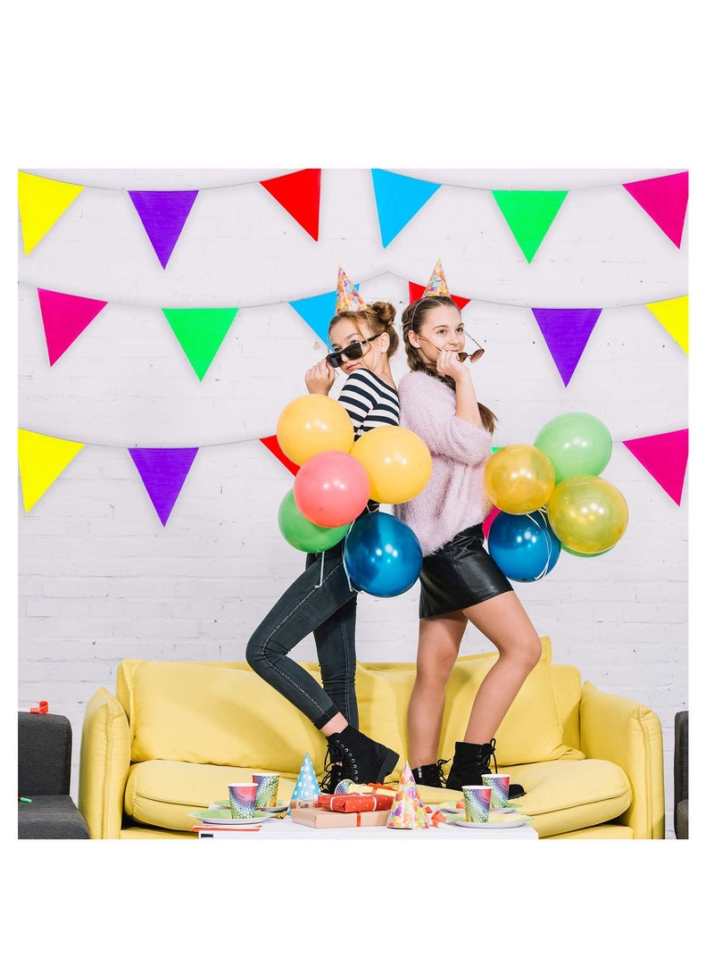 PARTY FUN لافتة ورقية ملونة على شكل مثلث معلقة للاحتفالات الداخلية والخارجية وأعياد الميلاد والزفاف والحديقة وديكورات المنزل ومستلزمات الحفلات متعددة الألوان - Image 5