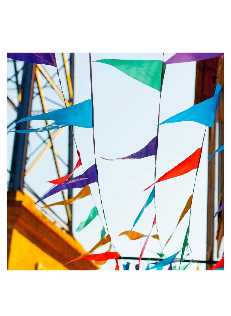 PARTY FUN لافتة ورقية ملونة على شكل مثلث معلقة للاحتفالات الداخلية والخارجية وأعياد الميلاد والزفاف والحديقة وديكورات المنزل ومستلزمات الحفلات متعددة الألوان - Image 3