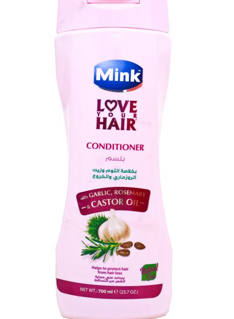 منك مينك بلسم للشعر بالثوم والروز ماري وزيت الخروع 700 مل - Image 1