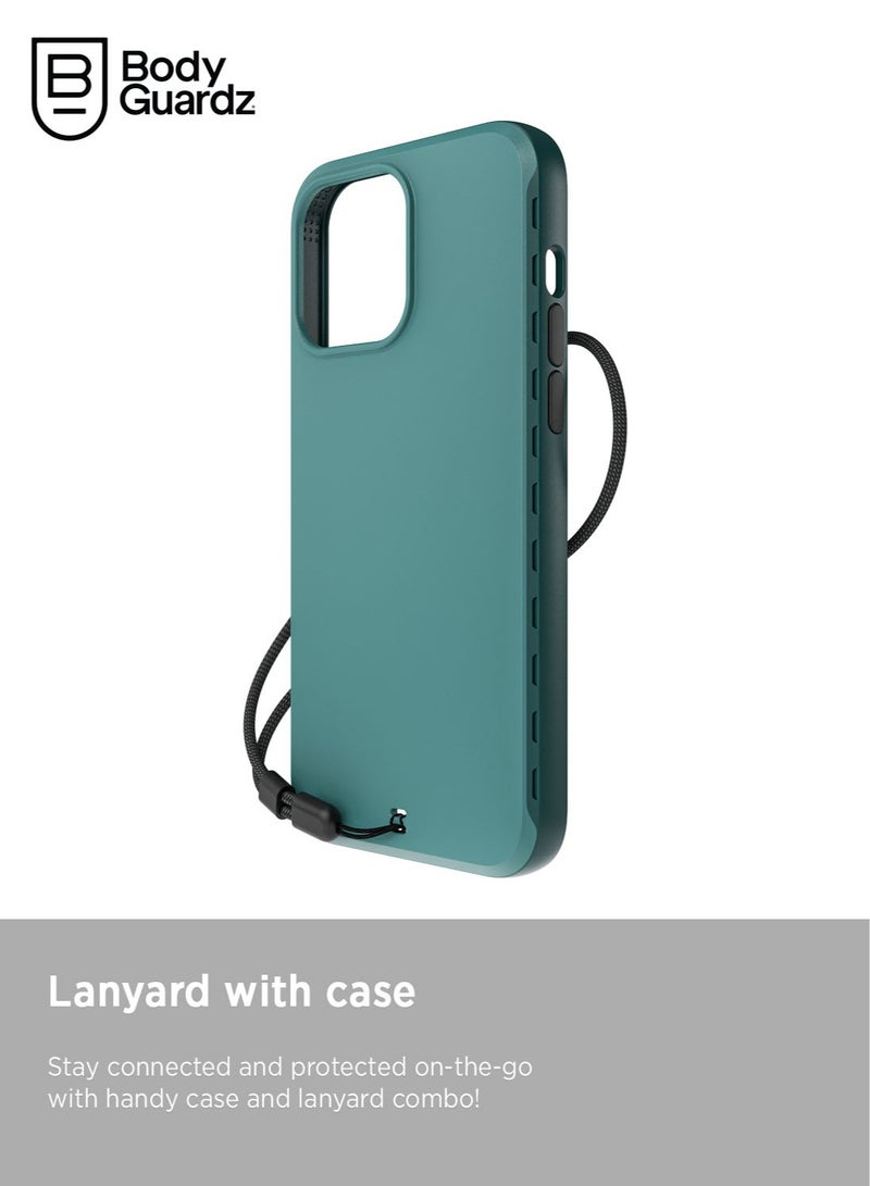 Bodyguardz Paradigm Pro for iPhone 15 PRO Case Cover compatible with MagSafe with Lanyard - Blue - Image 2