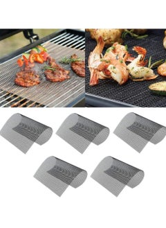 CMGTYYD 5 PCS BBQ Grill Mesh Mat Set, Non-stick BBQ Grilling Sheet Liners Portable Extreme Heat Resistance Barbecue Rack Pad, Easy To Clean,Reusable Outdoor Barbecue Accessories for Meat/Vegetable-Black  - Image 1