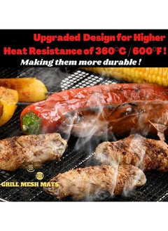 CMGTYYD 5 PCS BBQ Grill Mesh Mat Set, Non-stick BBQ Grilling Sheet Liners Portable Extreme Heat Resistance Barbecue Rack Pad, Easy To Clean,Reusable Outdoor Barbecue Accessories for Meat/Vegetable-Black  - Image 3
