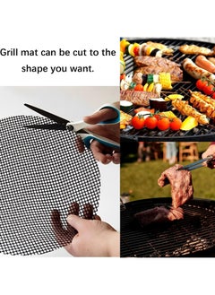 CMGTYYD 5 PCS BBQ Grill Mesh Mat Set, Non-stick BBQ Grilling Sheet Liners Portable Extreme Heat Resistance Barbecue Rack Pad, Easy To Clean,Reusable Outdoor Barbecue Accessories for Meat/Vegetable-Black  - Image 4