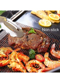 CMGTYYD 5 PCS BBQ Grill Mesh Mat Set, Non-stick BBQ Grilling Sheet Liners Portable Extreme Heat Resistance Barbecue Rack Pad, Easy To Clean,Reusable Outdoor Barbecue Accessories for Meat/Vegetable-Black  - Image 5