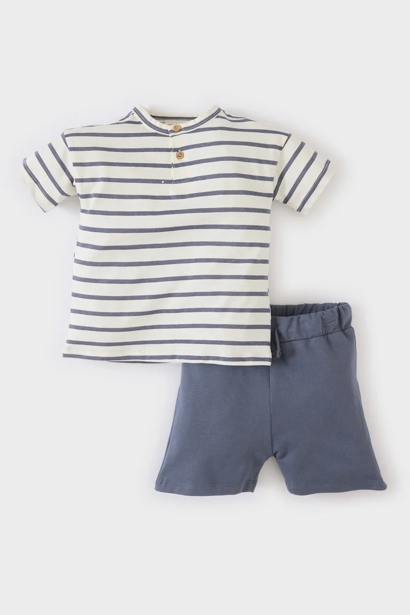 Defacto Baby Boy Striped T-Shirt Shorts 2 Piece Set