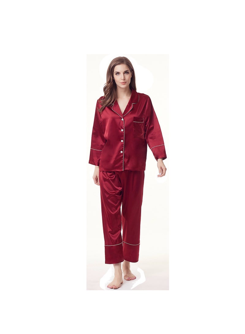 KUYING 2-Piece Set Of Silk Pajamas 