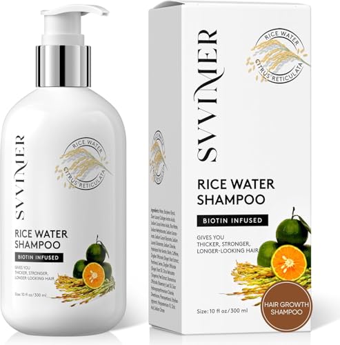 Svvimer Rice Water Hair Growth Shampoo - Biotin Thickening Shampoo for Hair Loss and Thinning - Sulfate Free for Women and Men 10 Fl Oz (Pack of 1) - Image 1