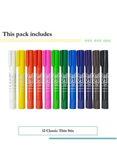The Pencil Grip Kwik Stix Solid Tempera Paints Thin Stix Paint Pens Super Quick Drying 12 Classic Colors For Children 12 Pack Tpg608  - Image 3