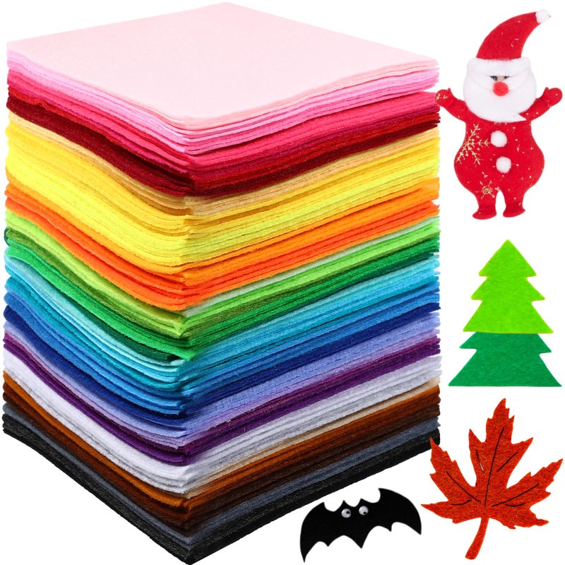Reginary 120 Pcs 12 x 12 Inch Felt Sheets for Craft 40 Assorted Color Felt Squares Stiff Paper for Back to School Fall Thanksgiving Halloween Xmas DIY Craft Sewing Patchwork Classic