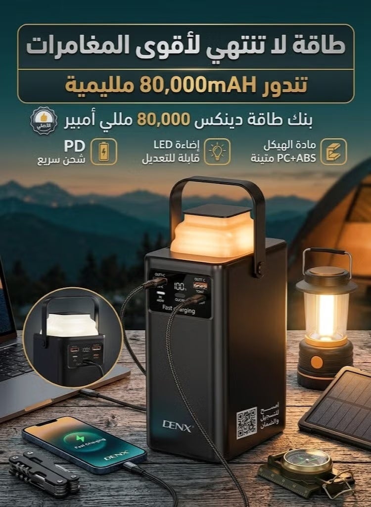 دينكس باور بانك DENX DX445 سعة 80000mAh شحن سريع PD مع 4 كابلات - Image 3