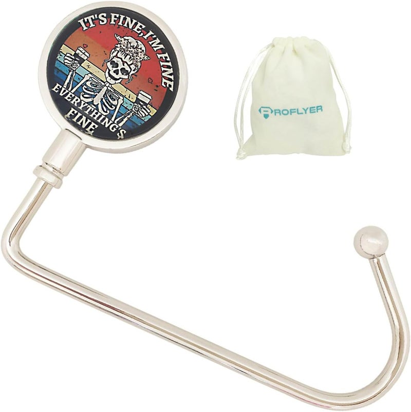ROFLYER Purse Hook Hanger for Table Bar Long Handbag Hanger Bag Hanger with Velvet Pouch (I'm Fine) - Image 1