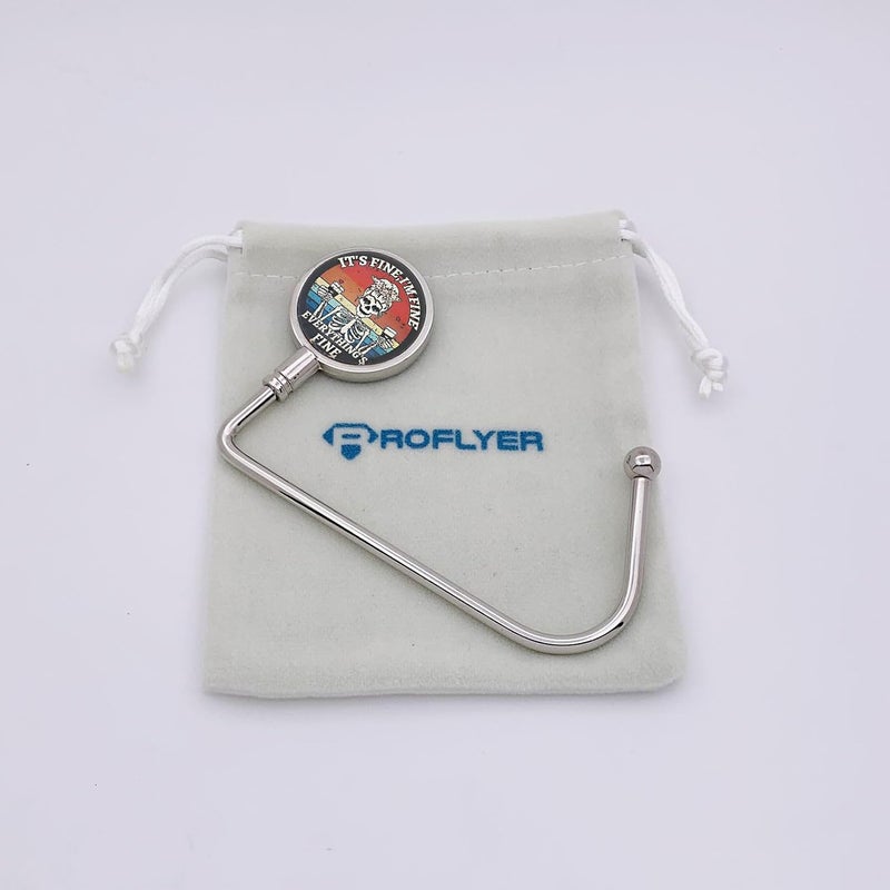 ROFLYER Purse Hook Hanger for Table Bar Long Handbag Hanger Bag Hanger with Velvet Pouch (I'm Fine) - Image 4