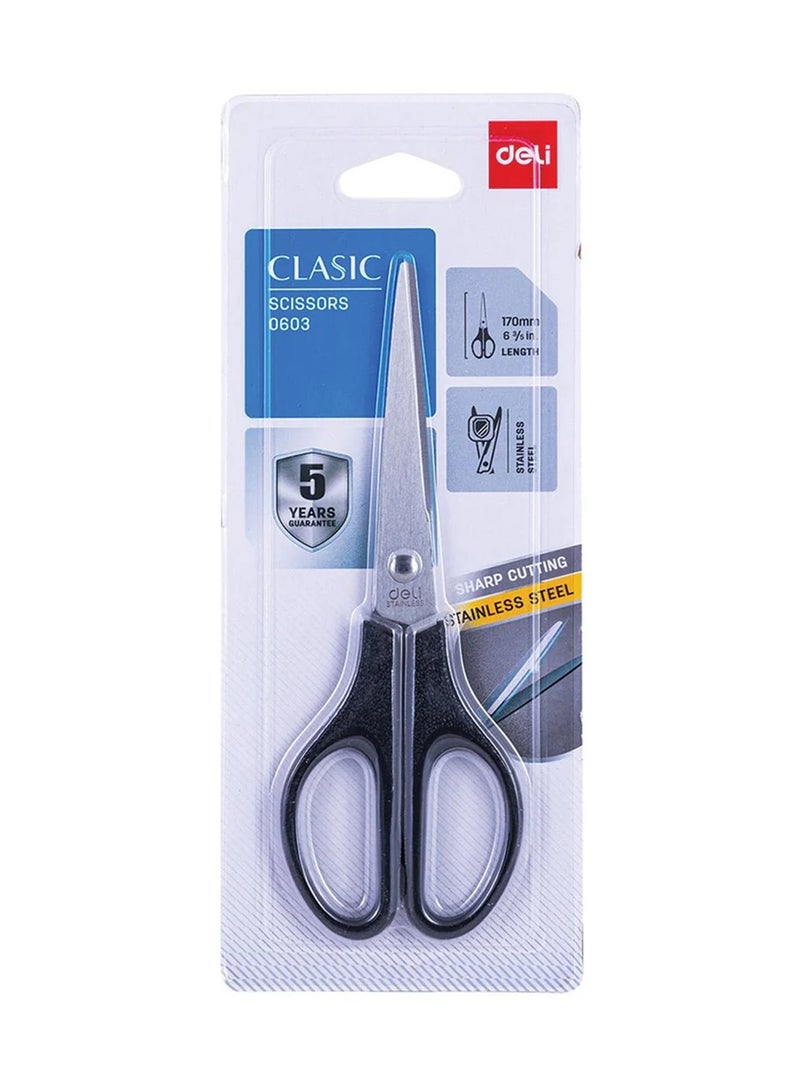 Deli مقص مكتبي من الفولاذ المقاوم للصدأ قطعة واحدة بطول 170 مم بألوان مقHandles مختلفة - Image 2