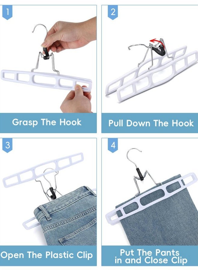 AMKUFO 12 Pack Pants-Hangers Skirt-Hangers, Plastic Pant-Hangers-for-Women Men, Pants-Hangers-Space-Saving, Clamp Hangers-for-Pants Jeans Shorts Tie Belt - Image 3