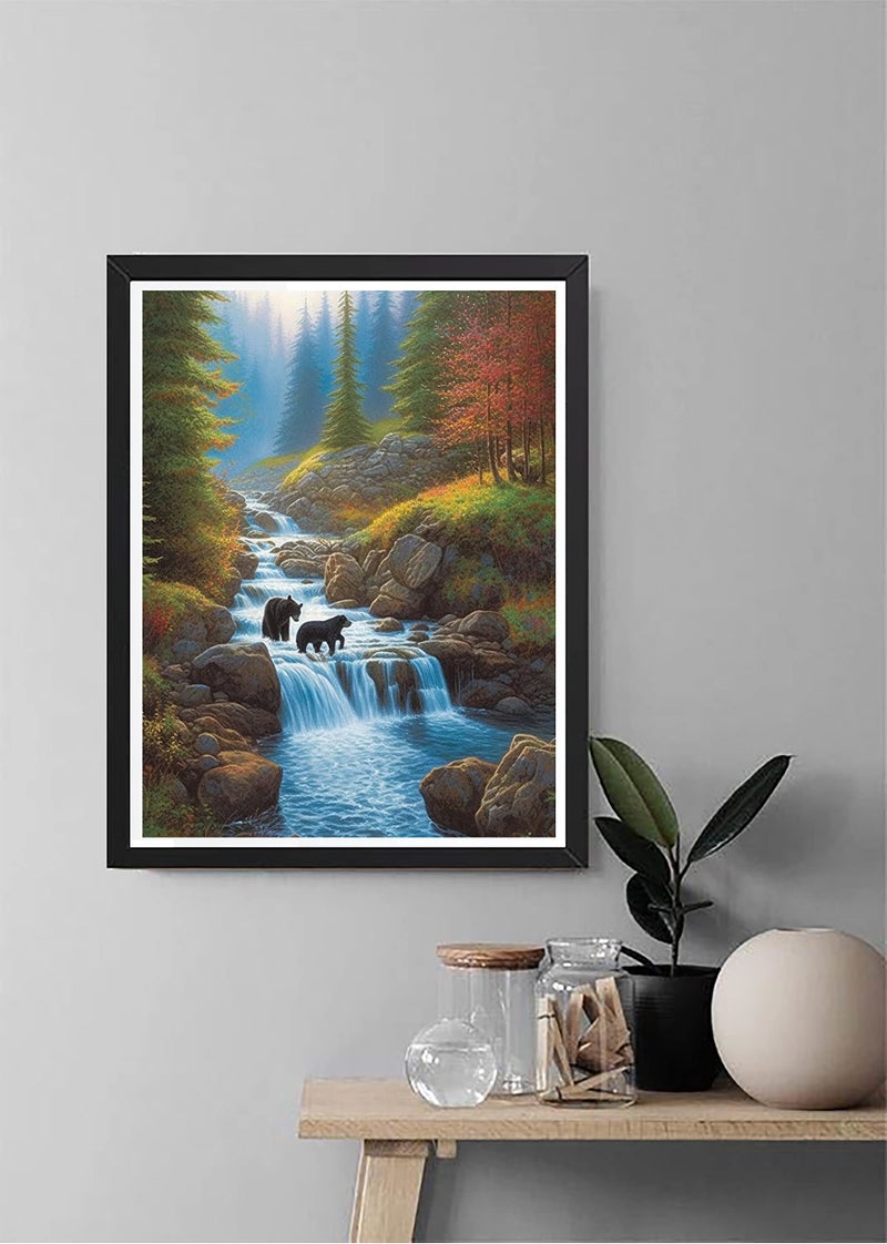 Diymood 5D Diamond Painting Landscape, Paint with Diamonds DIY Diamond Art Forest Woods Streams, Diymood Painting by Number Kits Full Drill Rhinestone for Home Wall Decor 12x16inch - Image 4