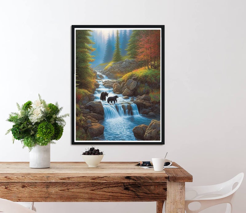 Diymood 5D Diamond Painting Landscape, Paint with Diamonds DIY Diamond Art Forest Woods Streams, Diymood Painting by Number Kits Full Drill Rhinestone for Home Wall Decor 12x16inch - Image 3