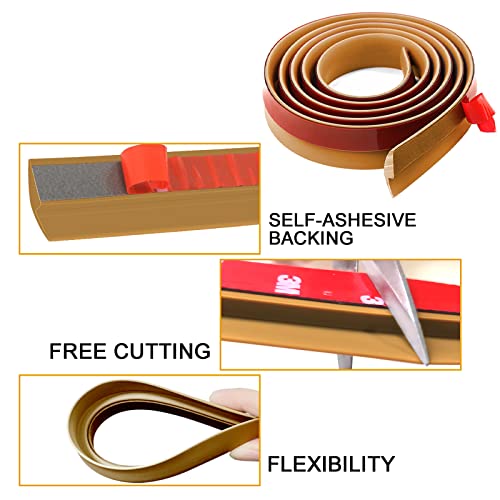 LLZHYA Floor Rubber Transition Strip Self Adhesive Carpet to Tile Transition Strip Edging Trim Strip for Threshold Transitions with a Height Less Than 5 mm/0.2in (Tawny Brown, 6.56FT) - Image 3