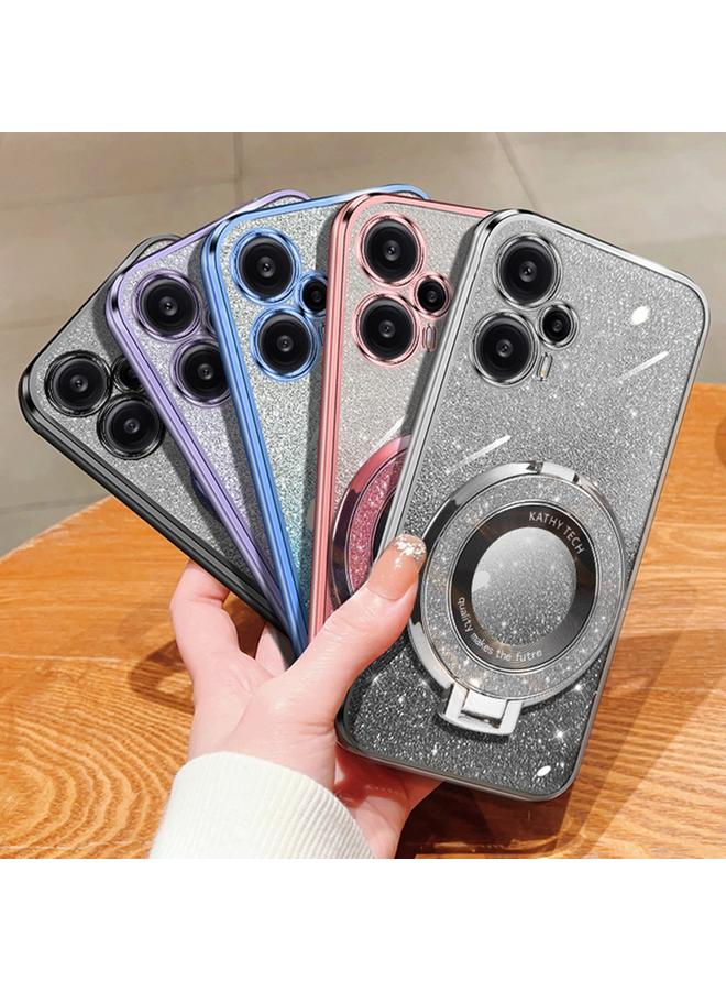 S-TOP Case For Redmi Note 12 Turbo Plated Gradient Glitter Round Holder TPU Phone Case - Image 2