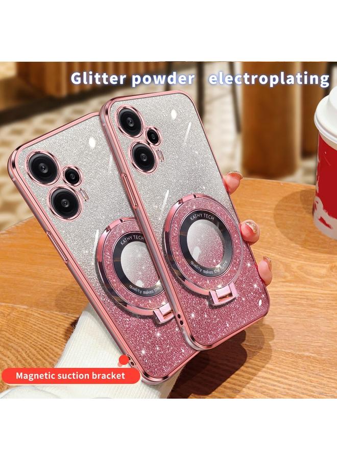 S-TOP Case For Redmi Note 12 Turbo Plated Gradient Glitter Round Holder TPU Phone Case - Image 3