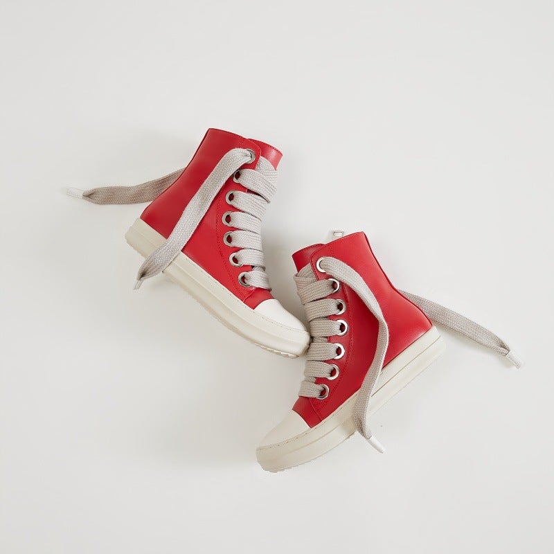 2024 Autumn and Winter New European and American Cross-border Export High-top Shoes Thick Shoelaces Large Shoes Eyes Men and Women Same Style Couple Sneakers Black canvas - Image 1