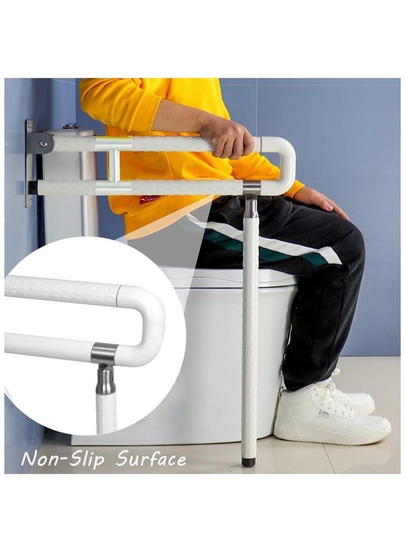 Hihonor 24In Toilet Safety Rails Wall Mount Floor Support Foldable Toilet Grab Bar Handicap Grab Bars Rails Non-Slip Stainless Steel Flip Up Grab Bar Fluorescent Handrails for Seniors Disabled Pregnant  - Image 3