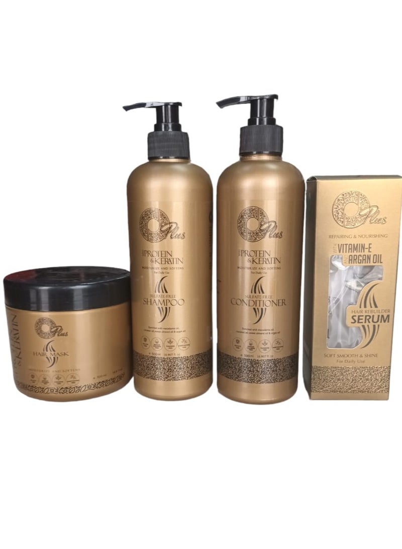 Oplus Shampoo 500ml and Conditioner 500 ml for Keratin Treated Hair and O Plus Anti Frizz Serum 110 ml it Does Not Contain Sulfates or Sodium