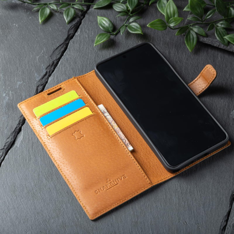 Snakehive Genuine Leather Wallet Case for Samsung Galaxy S26 Ultra â€“ Flip Cover with Card Slots & Stand (Brown) - Image 5