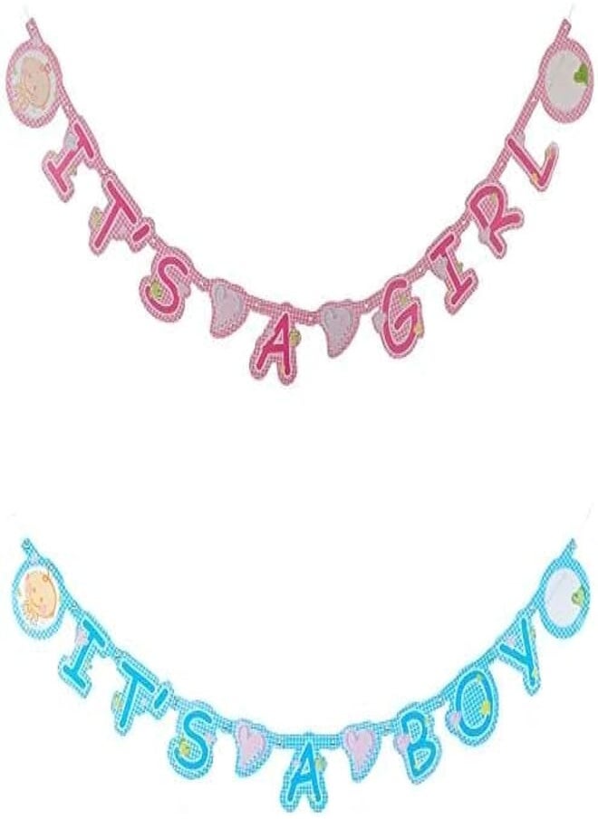 Party Party it's a girl print party banner multi color + Party it's a boy print party banner multi color 