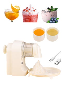 Multi-Purpose Cordless Electrical Shaved Ice Machine Snow Cone Machine, Electrical Portable Ice Crusher with 1 Trays and 2 Ice Molds, Household Small Ice Shaver for Kitchen Picnics Parties