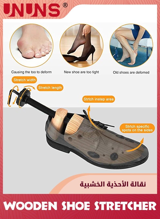 UNUNS Shoe Stretcher,1 Pair/2 Pcs Shoe Tree Stretcher,Women Men's Shoe Widener,Deluxe Wooden Shoe Tree Logy Expander,Adjustable Length And Width Shoe Tree For Wide Feet,Mall/Family Daily Use,Wood - Image 4