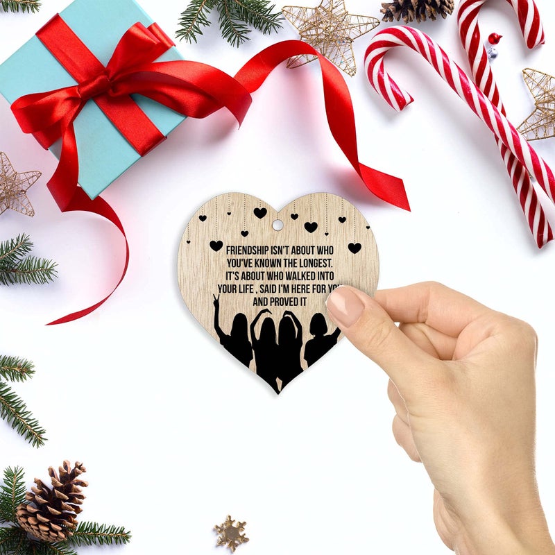 Stuff4 الصداقة لا تتعلق بمن عرفت أطول هدايا الصداقة معلقة لافتة القلب الخشبية اللوحة الخشبية الخشبية الخشبية الخاصة بالهدايا الخاصة بوحدات عيد الميلاد أمهات عيد الميلاد مع اقتباسات أفضل هدايا صديقها - Image 3