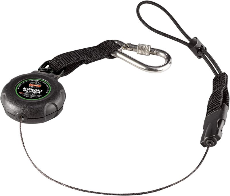 Ergodyne Ergodyne Squids 3001 Retractable Tool Lanyard with Carabiner Mount and Loop Attachment End Tool Weight Capacity 2 lbsBlack - Image 1